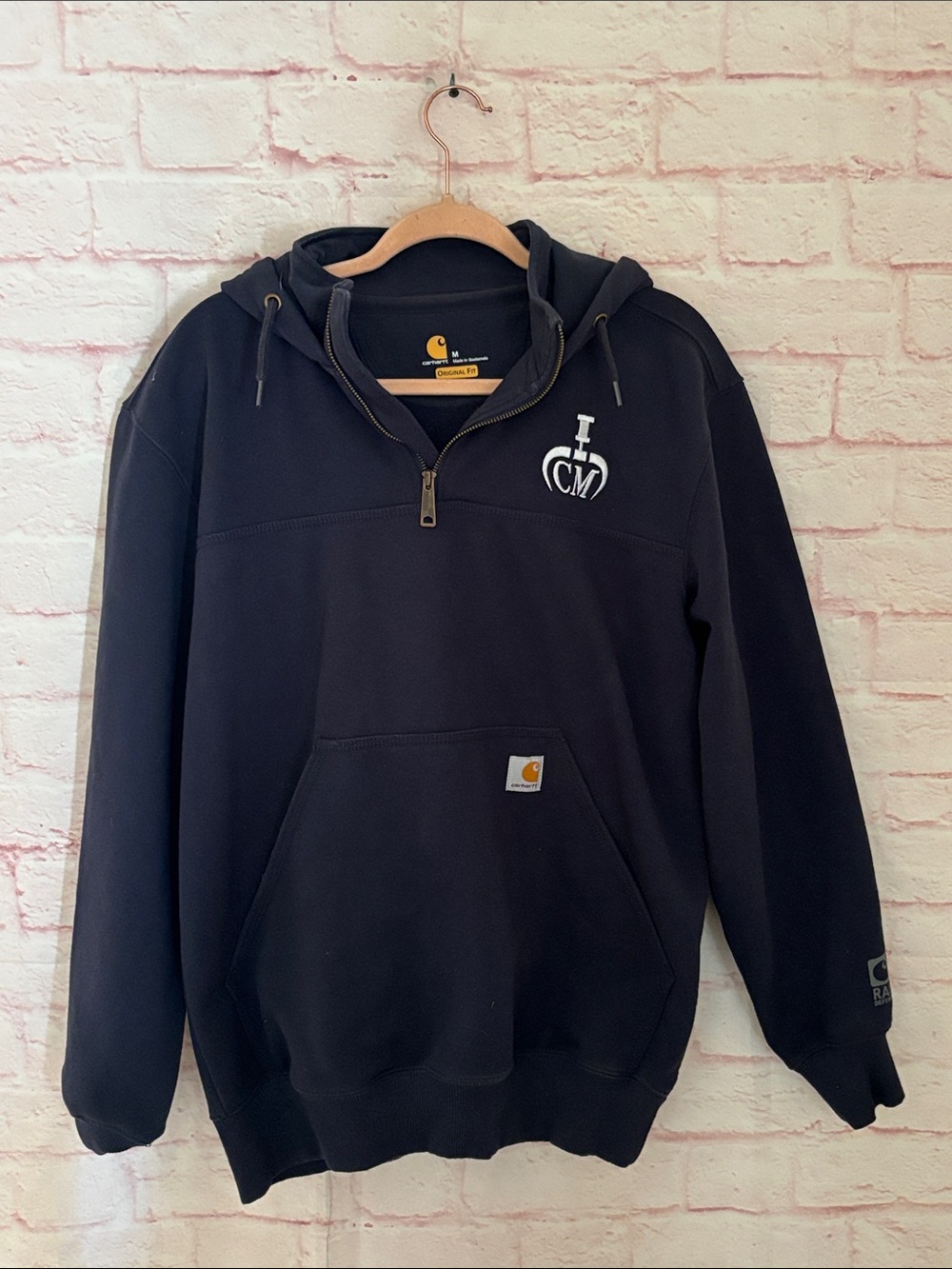 Carhartt navy rain defender half-zip hoodie